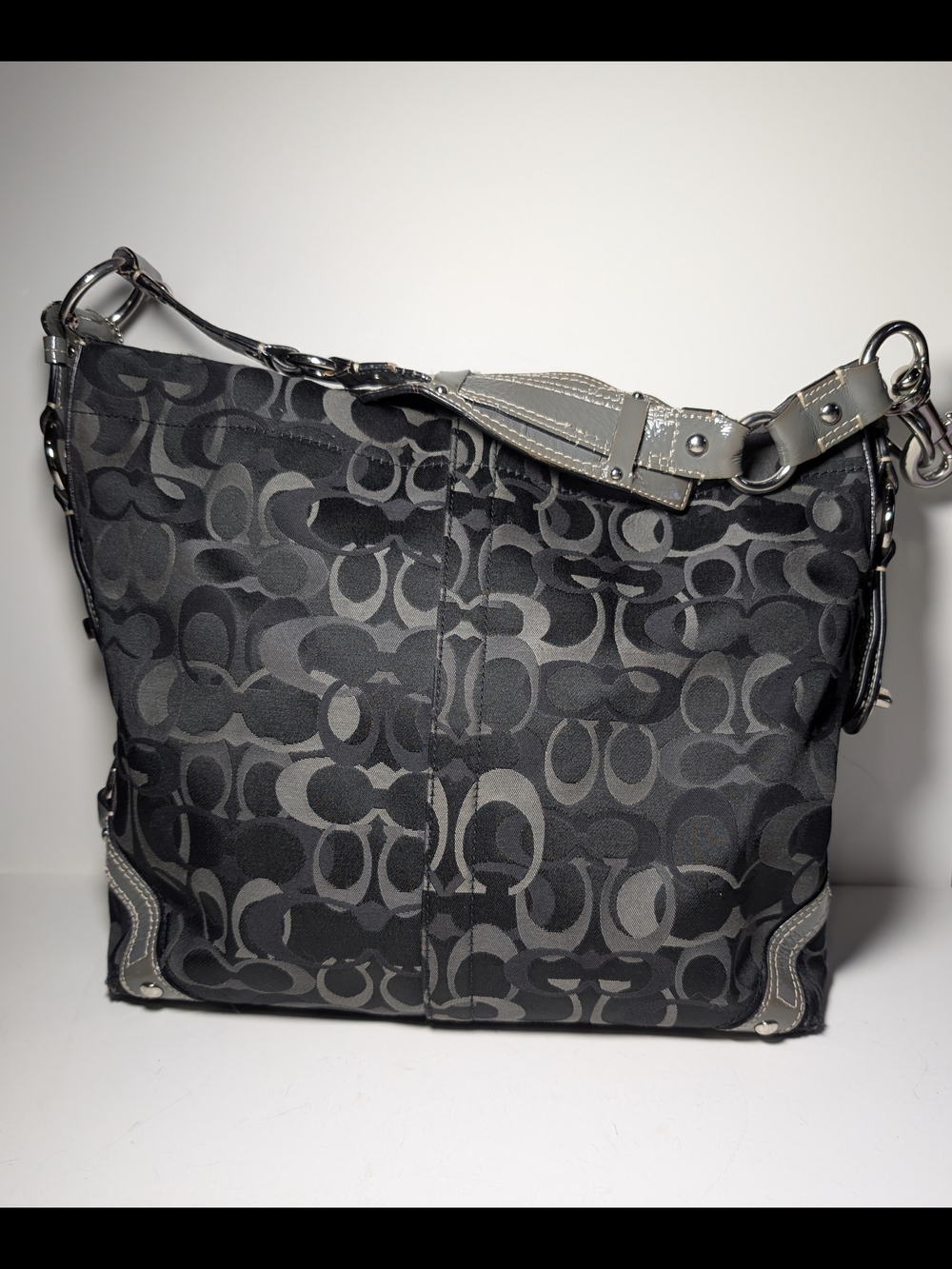 Coach Carly Hobo F 13981 Black and Gray Shoulder Bag 2010